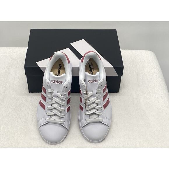 adidas Women’s Grand Court 2.0 White/Pink Size 7 - Picture 1 of 5